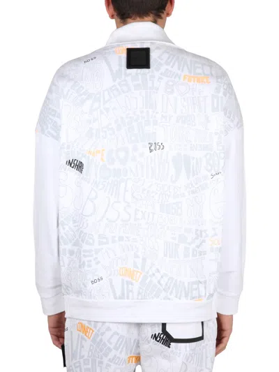 Hugo Boss Logo Print High Collar Sweatshirt With Front Pocket