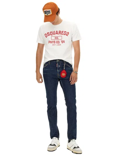 Dsquared2 Blue Jeans With Belt Loops And Logo Patch On The Rear