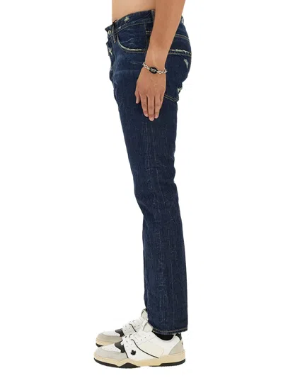 Dsquared2 Blue Jeans With Belt Loops And Logo Patch On The Rear
