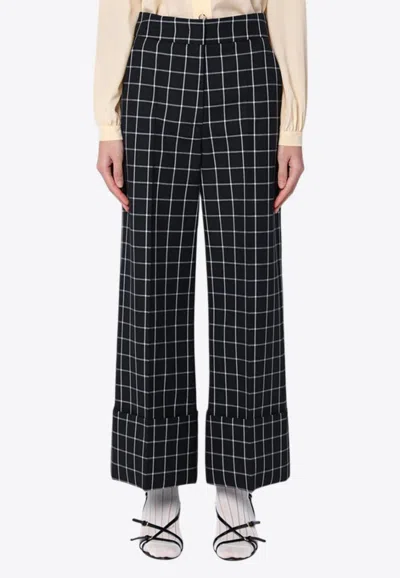 Valentino Women's Black/ivory Chequered Trousers | Size 38 | 6b3rb65592w In Black