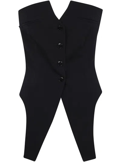 Alexander Wang Deconstructed Wool Vest Top Clothing In Black