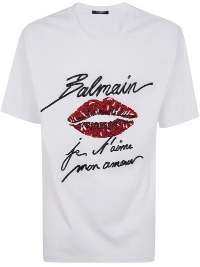 Balmain Love Letter Lips T-shirt In White