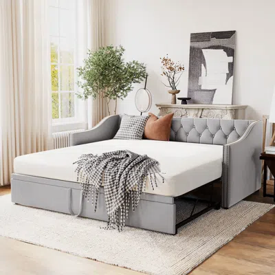 Streamdale Furniture Streamdale Twin Size Upholstered Daybed With Pop Up Trundle