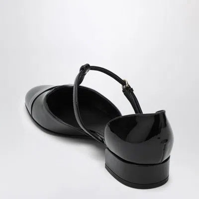 Ferragamo Linette Leather T-strap Ballerina Flats In Black