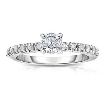 Vir Jewels 0.60 Cttw Diamond Engagement Ring 14k White Gold Solitaire With Accent Design In White