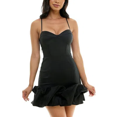B Darlin Juniors Womens Corset Seamed Mini Cocktail And Party Dress In Black