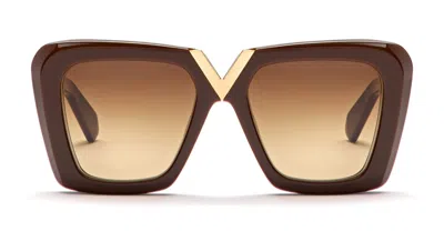 Valentino V-gold Ii Acetate Butterfly Sunglasses In Brown