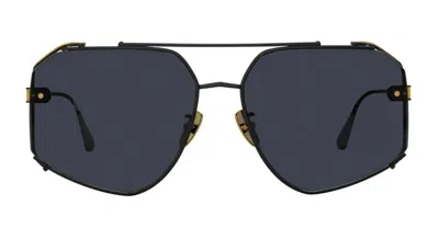 Linda Farrow Amar - Matt Nickel / Yellow Gold Sunglasses In Black