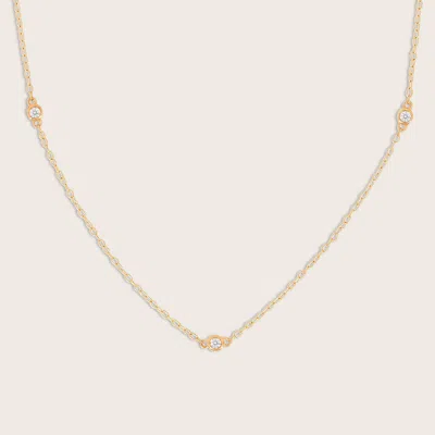Pajure 14k Yellow Gold Five Round Lab Grown Diamond Station Necklace In Gold