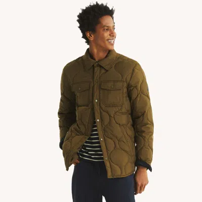 Nautica Mens Tempasphere Quilted Shirt Jacket In Green
