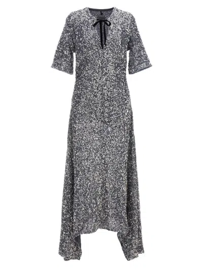 Ganni Sequined Stretch-mesh Maxi Dress In Purple