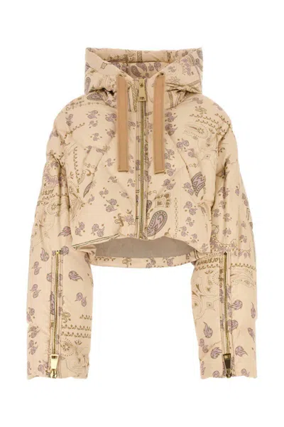Khrisjoy All-over Print Cropped Hooded Down Jacket In Printed