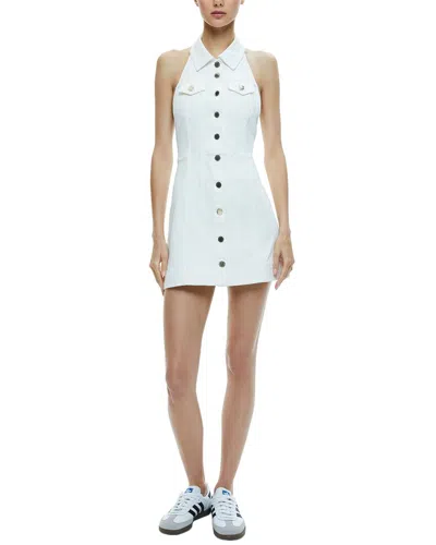 Alice And Olivia Kendall Denim Halterneck Mini Dress In White