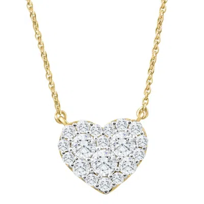 Pompeii3 1ct T. W. Heart Diamond Pendant 10k Yellow Gold Lab Grown 18" Necklace In Multi