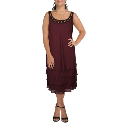 Slny Plus Womens 2pc Chiffon Dress With Jacket In Red