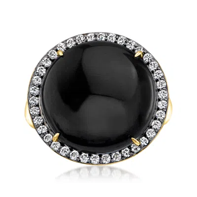 Ross-simons Onyx And White Topaz Ring In 18kt Gold Over Sterling In White