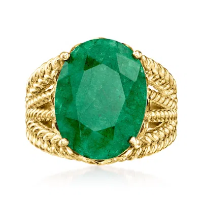 Ross-simons Emerald Roped Ring In 18kt Gold Over Sterling In Green