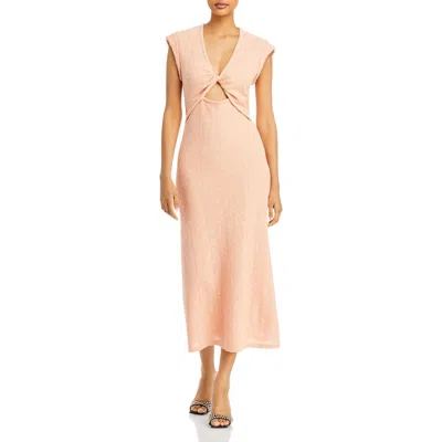 Derek Lam 10 Crosby Barbara Twist Knit Linen-blend Maxi Dress In Pink
