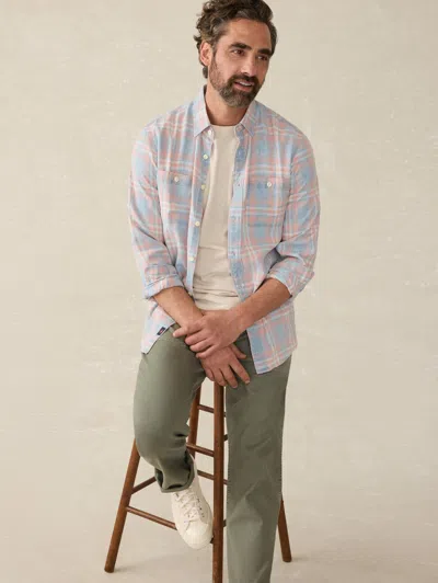 Faherty The Tried And True Chambray Workshirt In Coral Bay Plaid