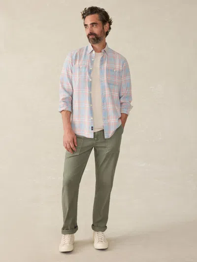 Faherty The Tried And True Chambray Workshirt In Coral Bay Plaid