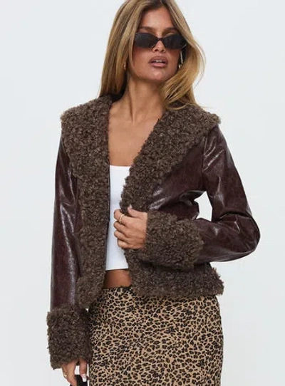 Princess Polly Found A Reason Faux Leather Jacket In Brown