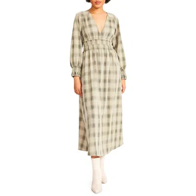 Bb Dakota By Steve Madden Long Live Plaid Long Sleeve Midi Dress In Multi