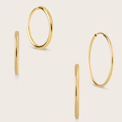 Pajure 14k Yellow Gold 14mm & 25mm Infinity Hoop Earrings Set In Gold