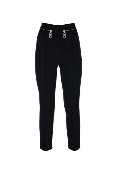 Elisabetta Franchi Flared High-waisted Trousers With Front Seam Detail In 110