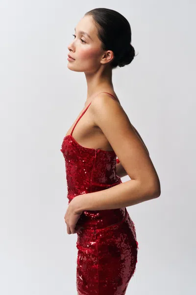 Danielle Guizio Ny Paillette Cami In Candy Apple