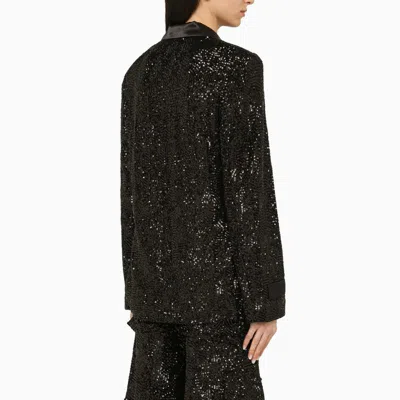 Rotate Birger Christensen Rotate Oversized Sequin-studded Blazer In Black