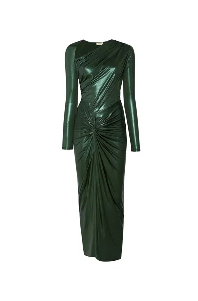 Lapointe Shiny Jersey Sarong Dress In Forest