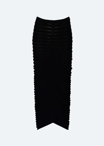 Lapointe Matte Viscose Wide Ribbed Skirt In Black