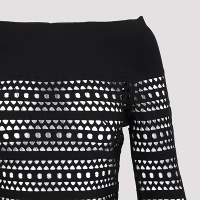 Alaïa Boat Neck Vienne Motif Long Sleeve Top In Black
