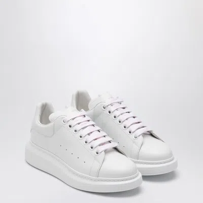 Alexander Mcqueen White Low Top Sneakers With Logo Lettering On Tongue And Heel In Leather Woman