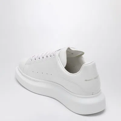 Alexander Mcqueen White Low Top Sneakers With Logo Lettering On Tongue And Heel In Leather Woman