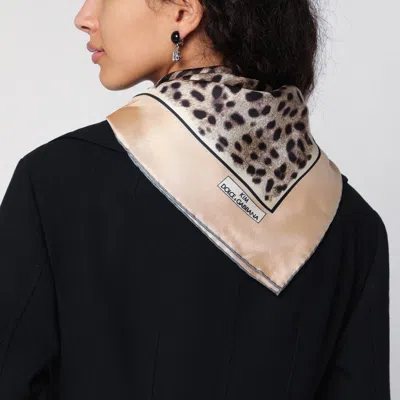 Dolce & Gabbana Dolce&gabbana Kim Foulard In Leopard Print Silk Twill In Multicolor