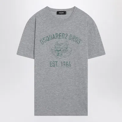 Dsquared2 Logo Bros Print T-shirt In Gray