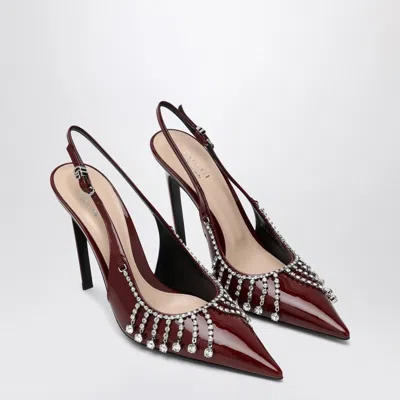 Gucci Womens Rosso Ancora Crystal Leather Heeled Pumps In Red