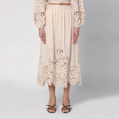 Zimmermann Wylie Cream Colored Midi Skirt Women In Cream