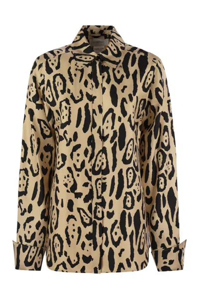 Sportmax Armony Animal Patterned Long-sleeved Shirt In Brown