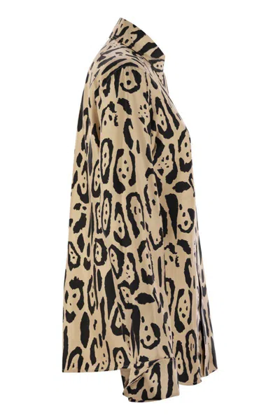 Sportmax Armony Animal Patterned Long-sleeved Shirt In Brown