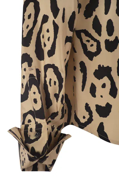 Sportmax Armony Animal Patterned Long-sleeved Shirt In Brown