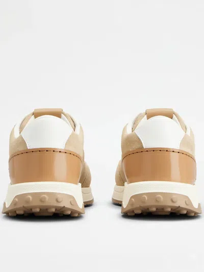 Tod's Men's Suede Leather Sneakers In Beige