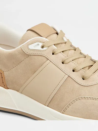 Tod's Men's Suede Leather Sneakers In Beige