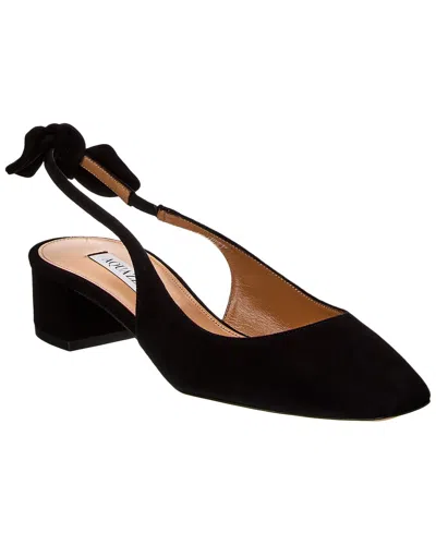 Aquazzura Black Slingback With Bow Detail In Black