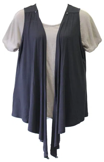 Parsley & Sage Women's Convertible Button Vest In Black In Black