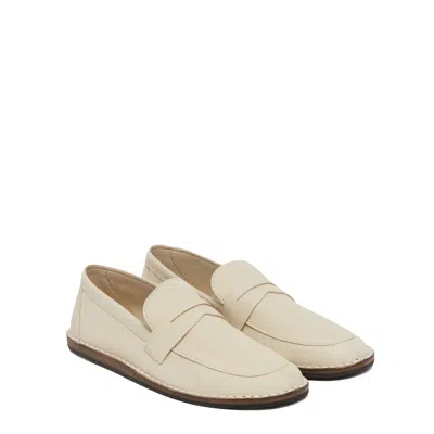The Row Hammered Leather Cary Penny Loafers In White