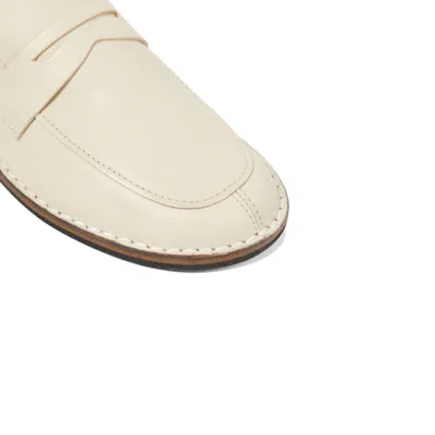 The Row Hammered Leather Cary Penny Loafers In White