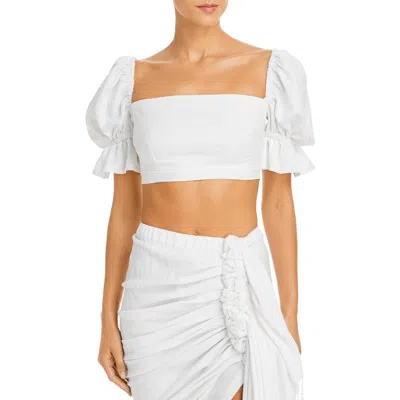Just Bee Queen Womens Linen Calla Cropped In White