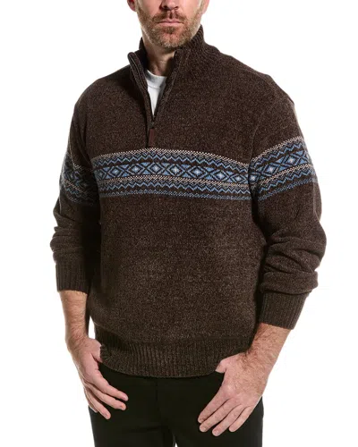 Point Zero Chenille 1/4-zip Mock Neck Sweater In Brown